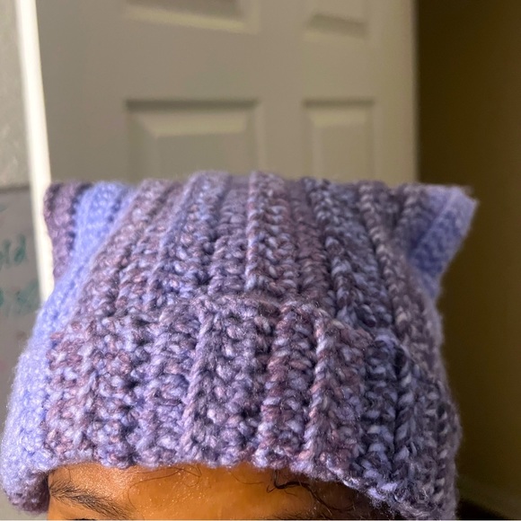 Ombre Purple Crochet Cat Ear Beanie / Hat - Picture 4 of 5